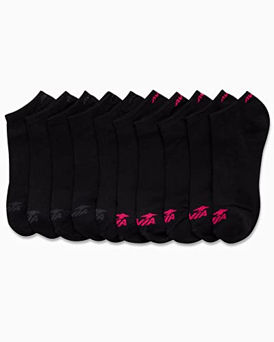 Avia Women's Lightweight Low Cut Running Socks - Black, Size 4-9, 10 Pack, Breathable Running Footwear, Moisture Wicking