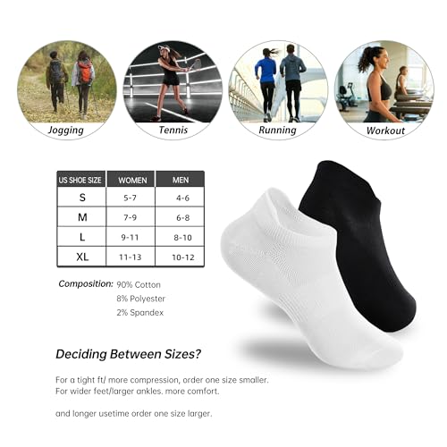 Varionyou Low Cut Tab & No Show Ankle Socks Women's and Men's - 6/10 Pairs Running Socks
