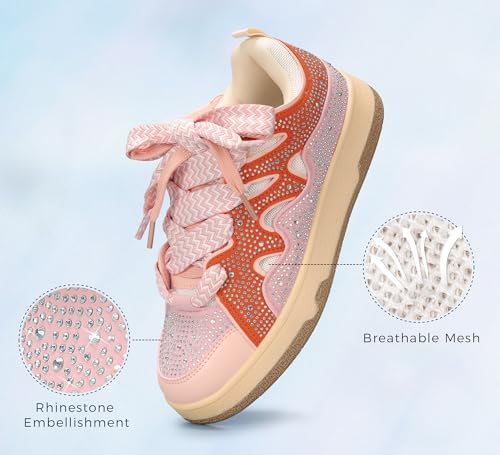  LUCKY STEP Women's Sparkle Rhinestone Fashion Sneakers for Casual Wear
| LUCKY STEP Roaring Rhinestone Platform Lace-up