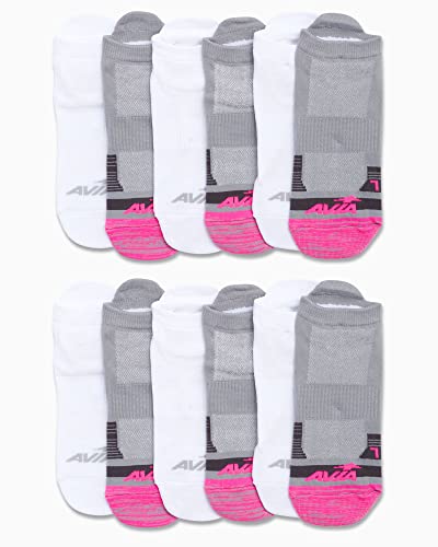 Avia Soft Stretch Moisture Wicking No Show Socks for Women - 12 Pack Low Cut Athletic Socks (Size 4-9, Extended: 9-12)