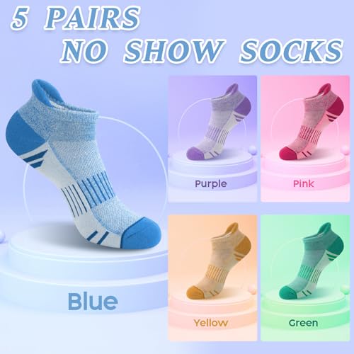 YSense Ankle Running Socks for Women, Cushioned Thick Cotton Casual Stocking
| YSense Low Cut No Show Athletic Socks fo