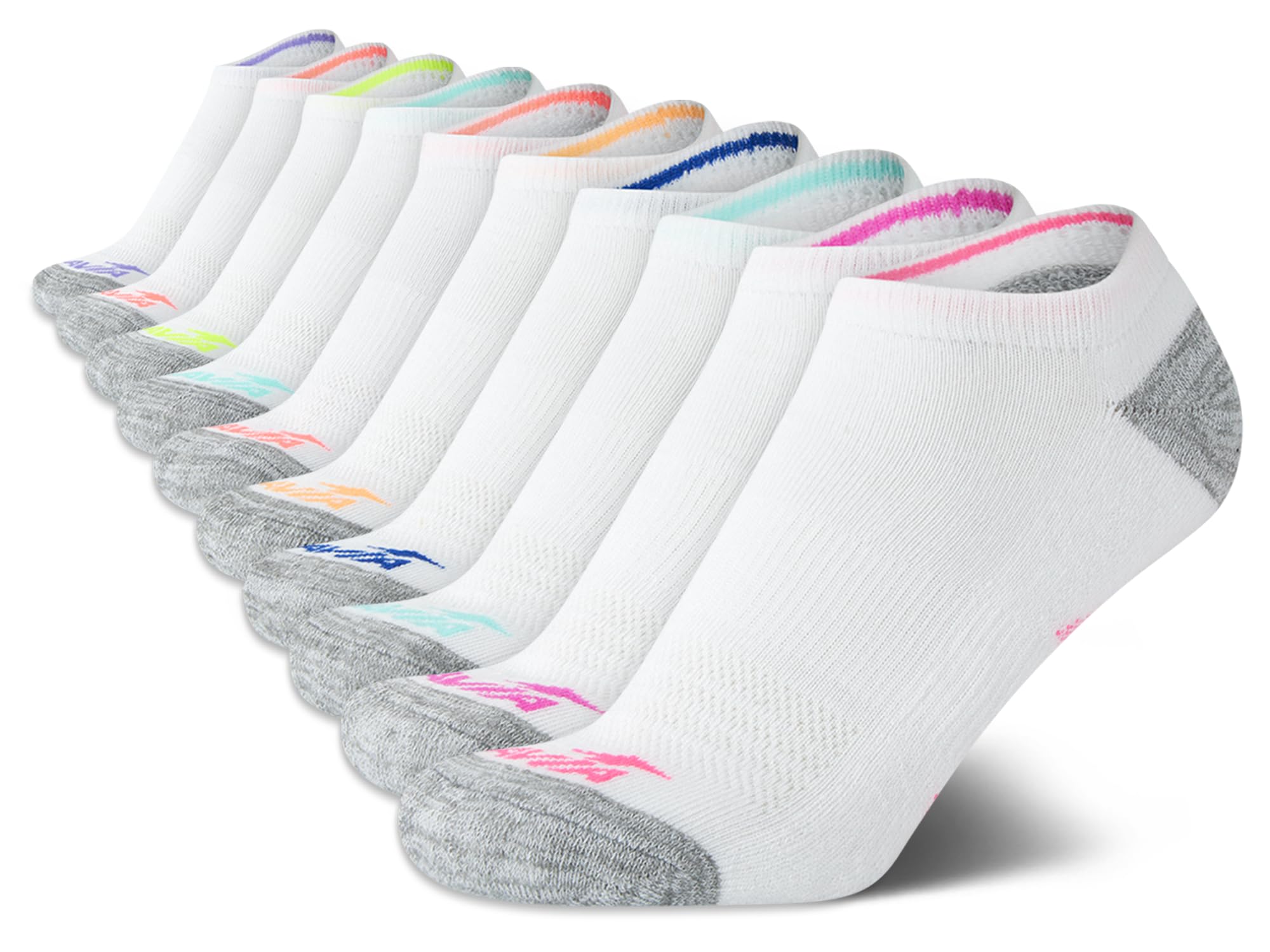 Avia Girls' Athletic Socks - 10 Pack Low Cut No Show Cushioned Liners for Sport Performance