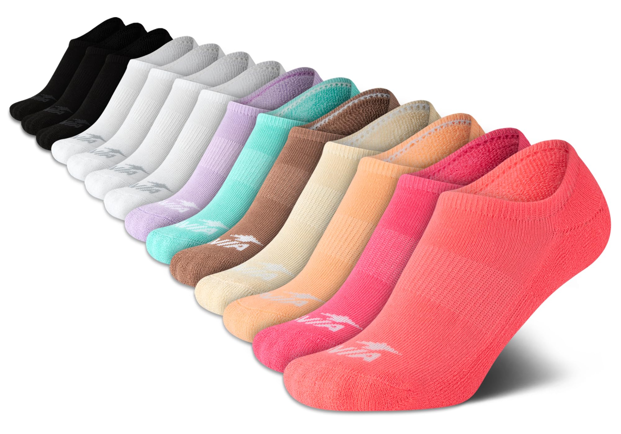 Avia Women's Comfort Cushion No Show Liner Socks - 14 Pack Shoe Size 4-9 and Extended Sizing 9-12