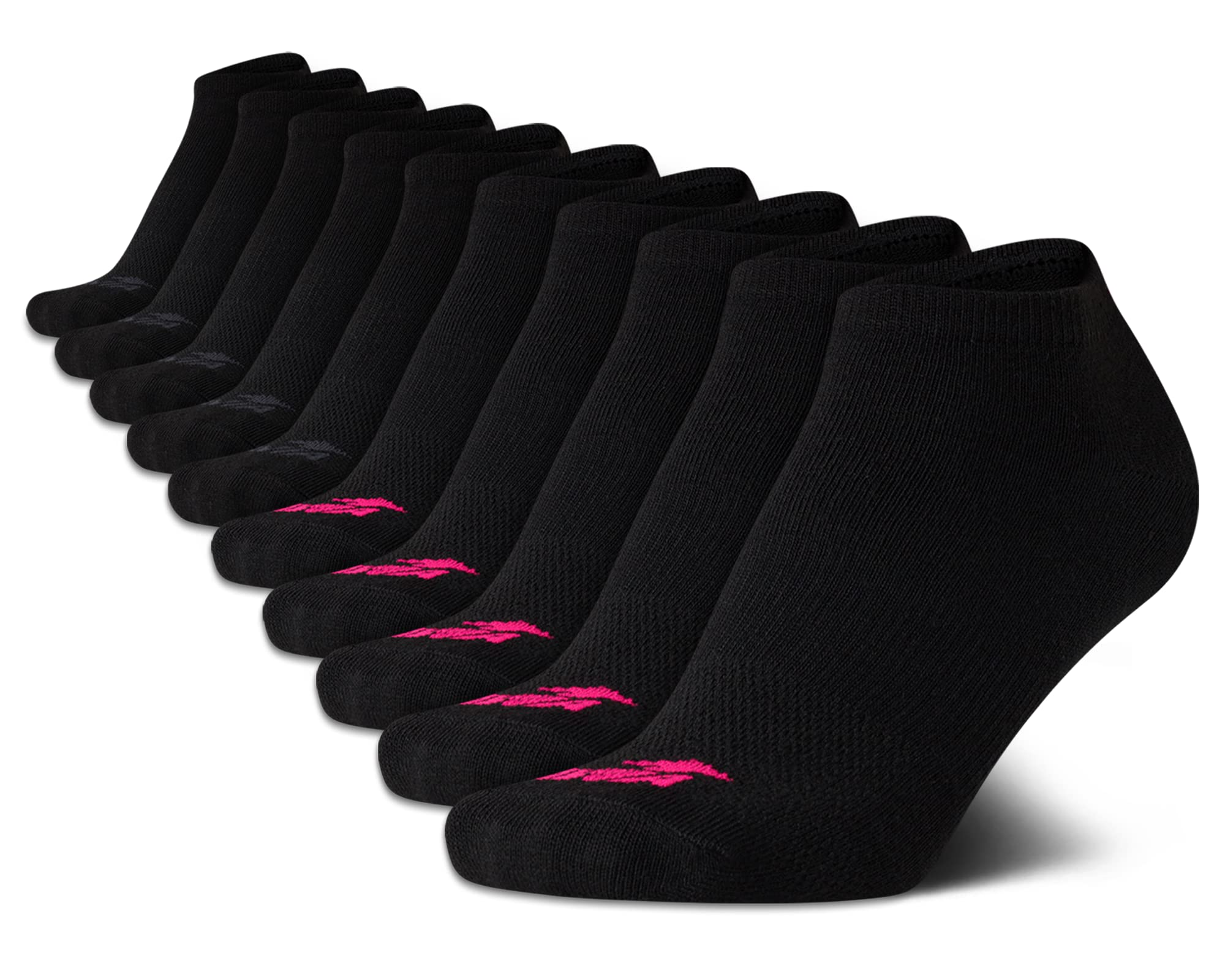 Avia Women's Lightweight Low Cut Running Socks - Black, Size 4-9, 10 Pack, Breathable Running Footwear, Moisture Wicking