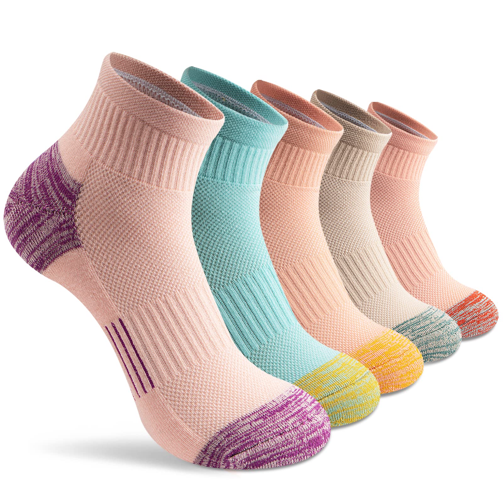Gonii Thick Cushioned Ankle Socks for Women Athletes Running and Hiking 5-Pairs