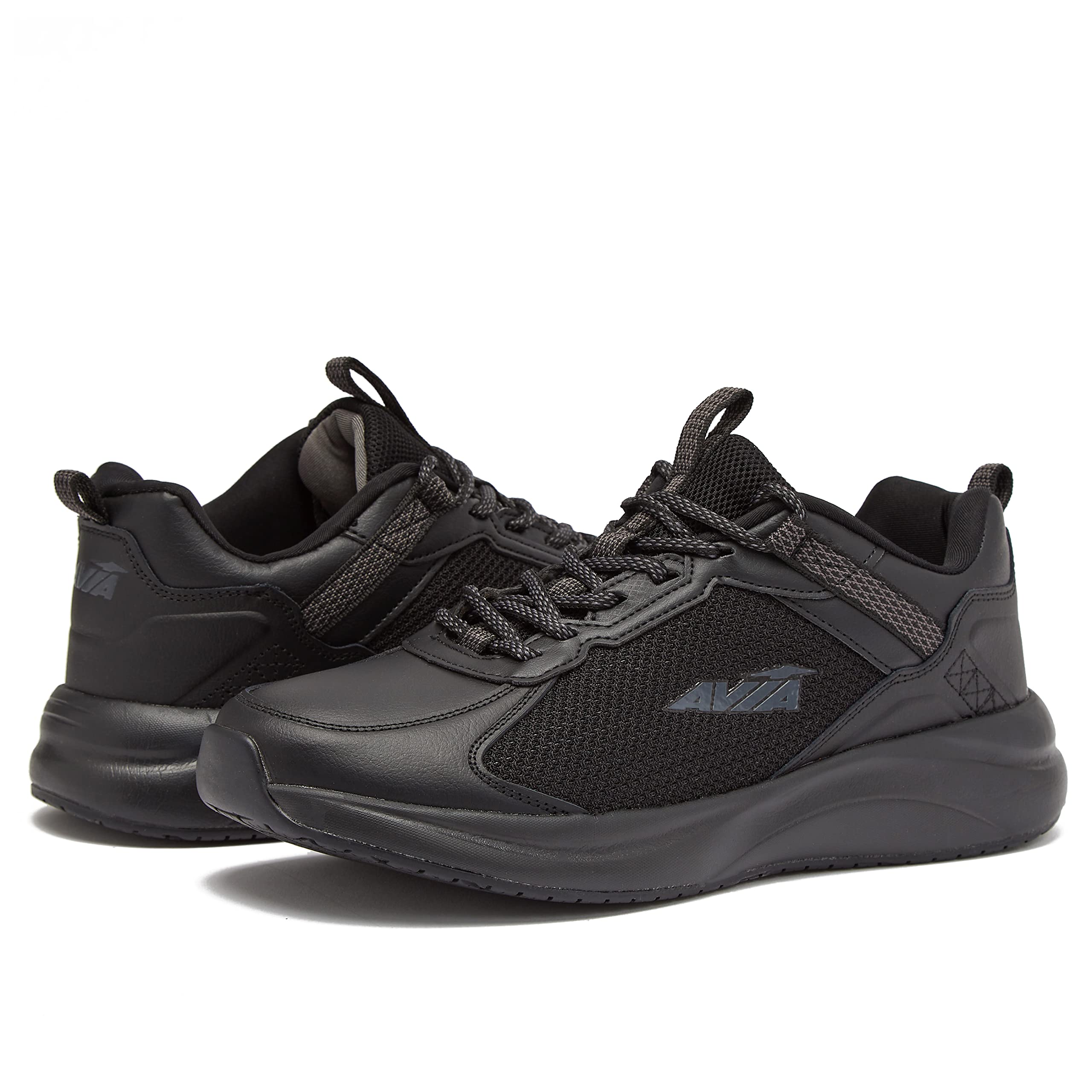 Avia Canyon SR Black Non Slip Shoes for Women - Water Resistant, Slip Resistance, Comfortable for Restaurant and Work Sc