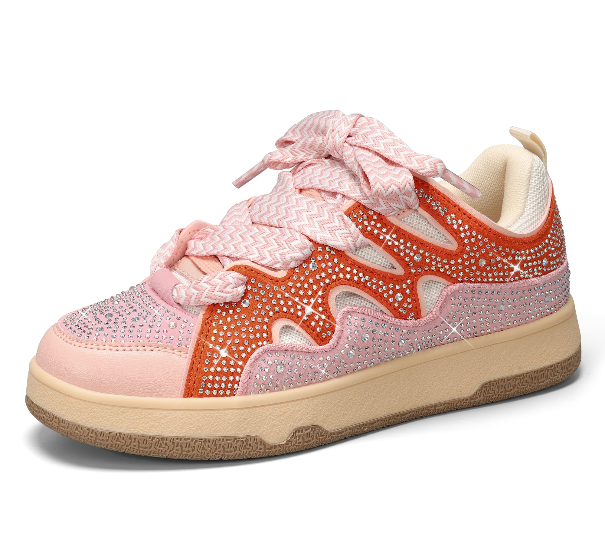  LUCKY STEP Women's Sparkle Rhinestone Fashion Sneakers for Casual Wear
| LUCKY STEP Roaring Rhinestone Platform Lace-up