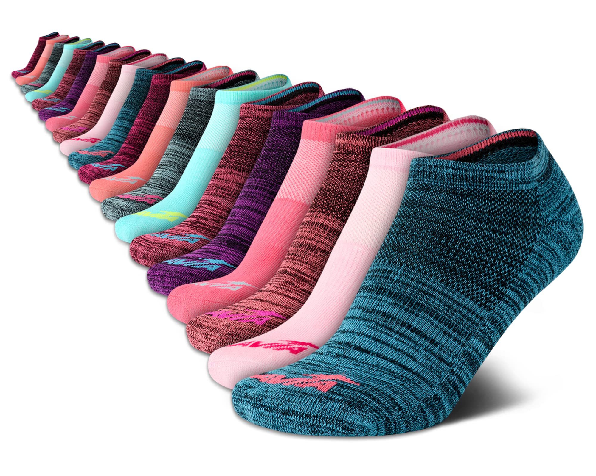 Avia Girls' Performance Cushion Low Cut Socks - 20 Pack for Active Girls in Sports Scenarios